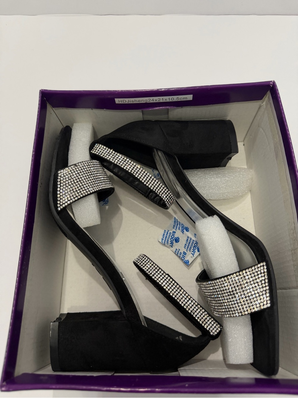 Black Rhinestone Ankle-Strap Heels - Picture 9 of 9
